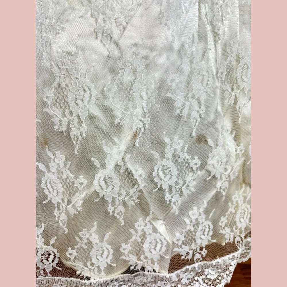 Vintage Scott McClintock 80s Strapless White Lace Wedding Dress Set 1950s style - Picture 10 of 16